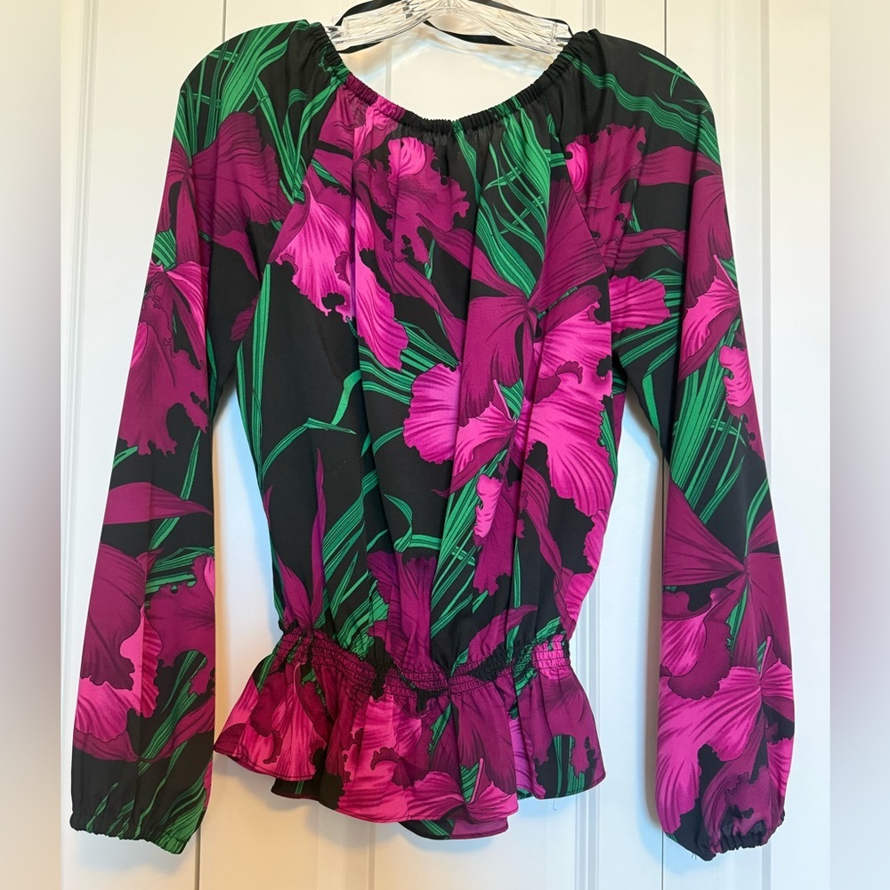 MICHAEL Michael Kors Floral Blouse - Black and Pink - Picture 2 of 6